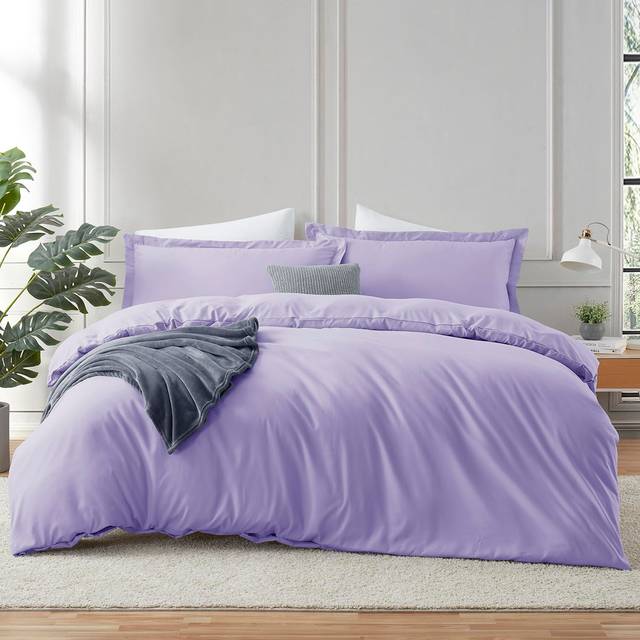 Hearth & Harbor California King Duvet Cover Set Lavender  3 Piece Duvet Cover California King  Soft Double Brushed Duvet Cover with Button Closure  1