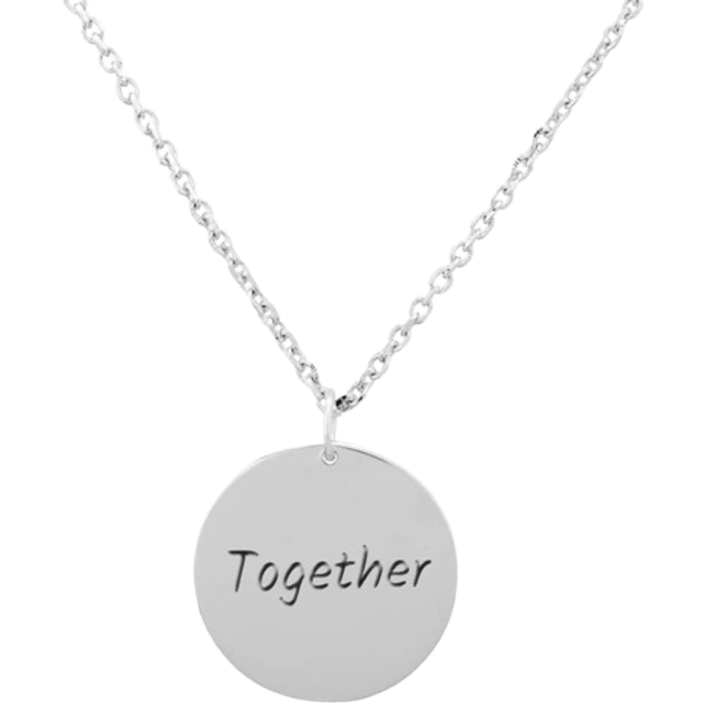 Silver Classic Together Disc Pendant Necklace THB001604