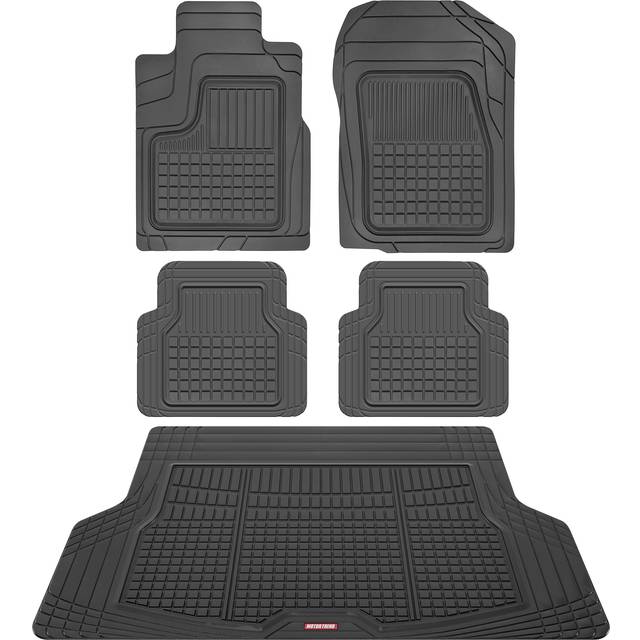 BDK Performance FlexTough 5-Piece Front & Rear Rubber Car Floor Mats & Cargo Liner For Cars SUVs Trucks Vans  All-Weather Heavy Duty Semi Custom Fit T