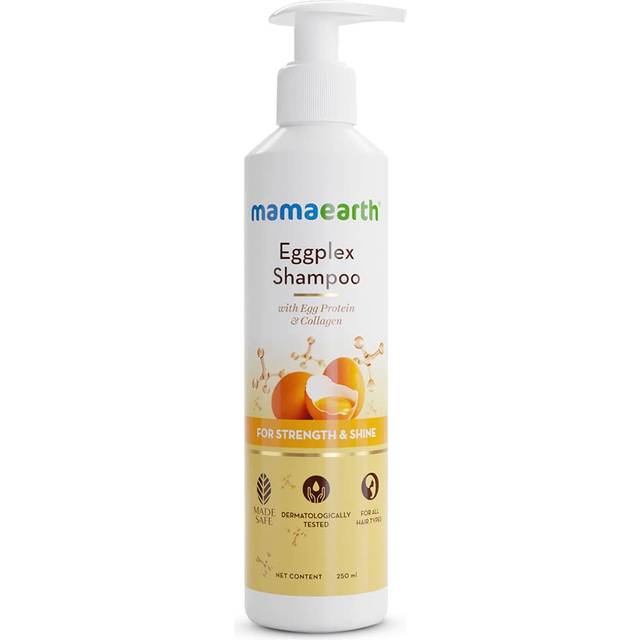 MAMAEARTH Eggplex Shampoo with Egg Protein & Collagen | Strengthens Hair & Adds Shine | Gentle Scalp Cleanser for Dry Damaged & Frizzy Hair | 8.45 Fl