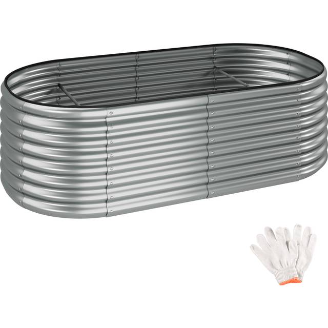 Raised Bed - for gardens, 942 litre capacity, galvanised, 200x100x60cm - silver