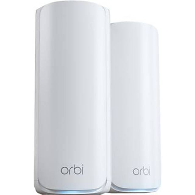 NETGEAR Orbi WiFi 7 Mesh Tri-Band (RBE772) - 2-pack - 500 m² täckning, 100 enheter - 2, 5 Gbit/s internetport - BE11000 (11 Gbps)