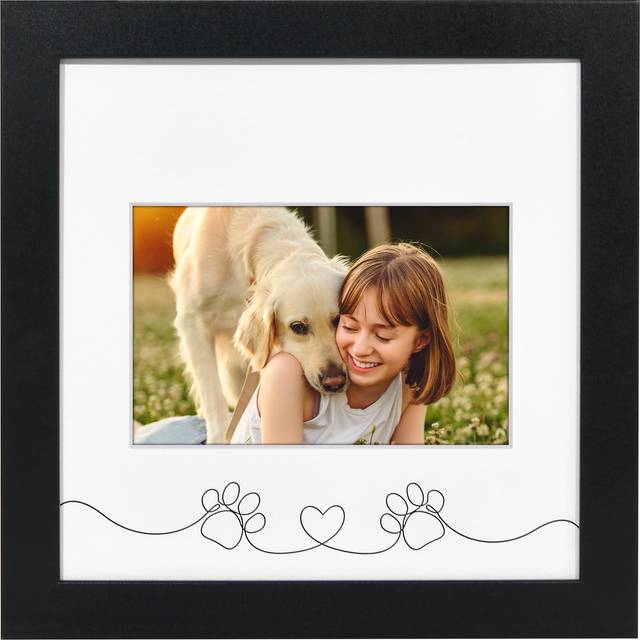 Americanflat Pet Picture Frame with Shatter-Resistant Glass - Use as 8x8 Frame without Mat or 4x6 Frame with 3 Interchangeable Mats - Signature Collec