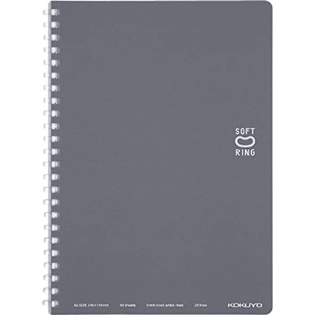 KOKUYO Spiral Lined Notebook, 8.3'' x 5.8'' Pastel Journal A5 Soft Ring Notebooks with Dot 6 mm Ruled, 50 Sheets, Dark Gray 1 Subject Notebook, Note T