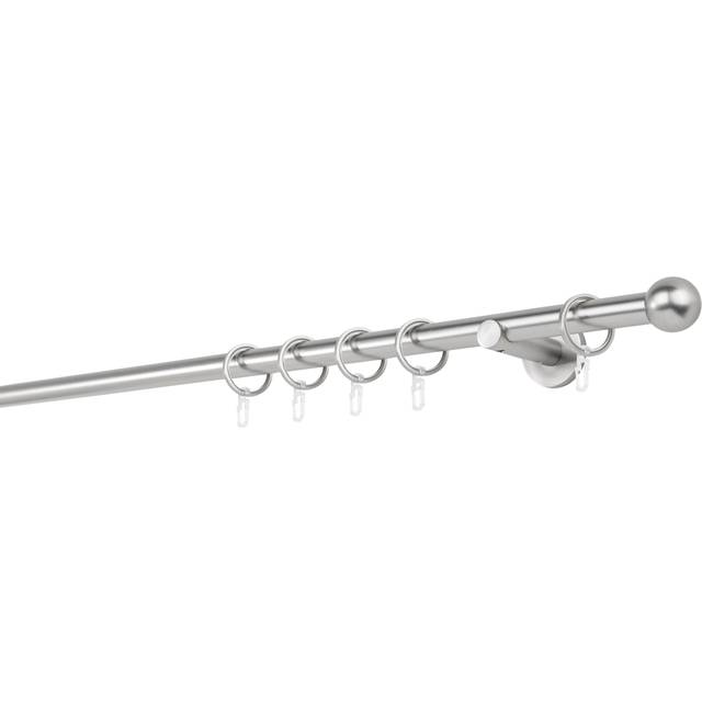 Curtain rod made to measure 1-run 20mm ball - Stainless Steel (2cm H x 370cm W x 6.5cm D)