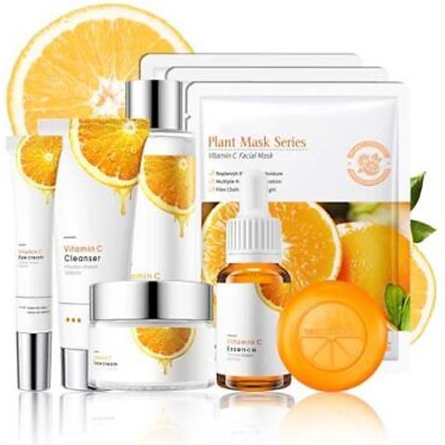 9Pcs Skin Care Routine Kit for Women Men Moisturizing Skin Care Kit with Facial Cleanser Toner Face Serum Face Cream Eye Cream Soap and Facial Sheet M