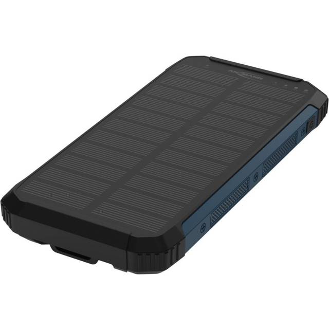 Pb212wled outdoor power bank with led lamp & solar panel 10000mah black / blue