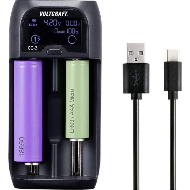 VOLTCRAFT CC-3 Batteriladdare NiMH, NiCd, LiIon, LiFePO AAAA (Mini), AAA (R03), AA (R6), C (R14), Sub-C, A, 10440, 14500, 14650, 16340, 17355, 17500, 17650,