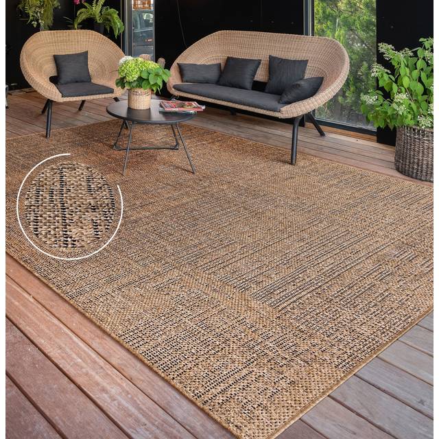 Paco Home Matta För Inomhus Och Utomhus Terrass Balkong Matta Kök Kan Tvättas I Tvättmaskin Boho Enfärgad, Storlek:160x220 cm, Färg:Beige 3