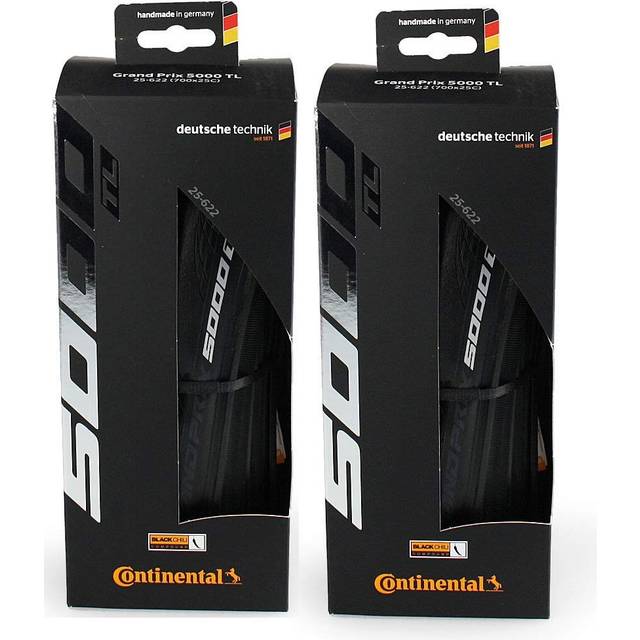 Continental Grand Prix 5000 TL 700 X 25 Black-BW + Black Chili 2-Count