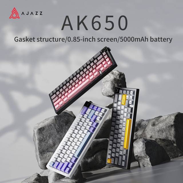 AJZZ AK650 Gaming Keyboard Wireless Bluetooth 2.4G Receiver With Screen Backlit RGB For Gaming