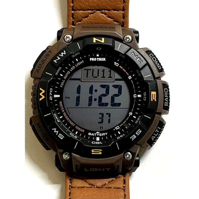 Casio Pro Trek Climber Line Digital Leather Strap Solar PRG-340L-5 100M Men&#39;s Watch