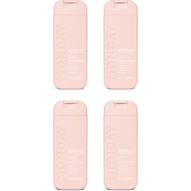Monday Haircare Moisture Shampoo & Conditioner Travel Pack - 3oz  90ML Travel Kit (2 x Shampoo 2 x Conditioner)