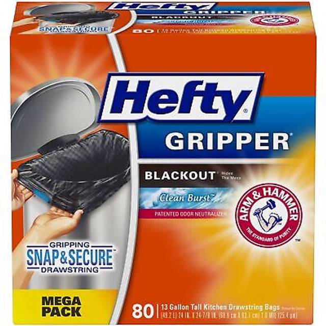 Hefty Ultra Strong Tall Kitchen Trash Bags  Clean Burst Scent  13 Gallon  80 Count
