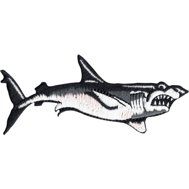 Shark - Furious Ferocious Great White Swimming - Embroidered Iron On Or Sew On Patch