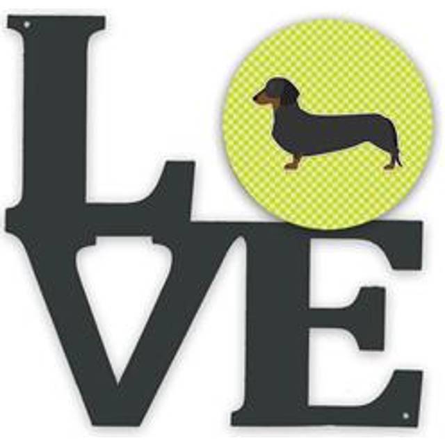 """""Caroline's Treasures Dachshund Checkerboard Green Metal Artwork Love wall-decor  Multicolor"""""