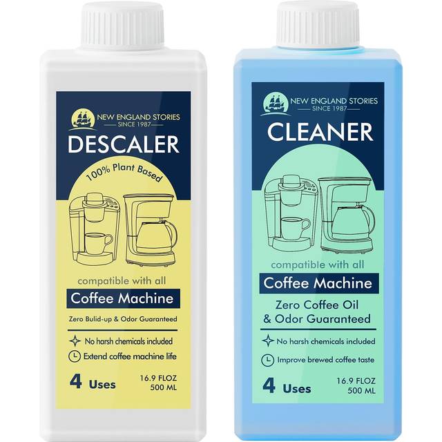 Coffee Machine Descaler & Cleaner Set - 33.8oz (4 Uses)  Universal Descaling Solution Compatible with Keurig  Nespresso  Delonghi and All Single Use C