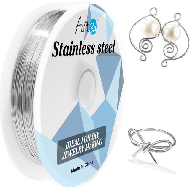 Art3d 18 Gauge Stainless Steel Wire  Bendable Soft Crafting Wire for Jewelry Making Earring Beading DIY Wrapping Sculpting - 120 FT Silver