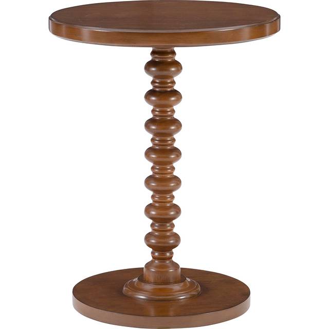 Powell Tarkin Round Hazelnut Turned Spindle Pedestal Side Accent Table