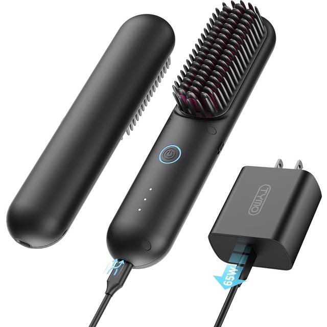 TYMO Porta Pro Cordless Hair Straightener Brush - Portable Straightening Brush for Travel, Mini Ionic Hot Comb Straightener for Women, Lightweight