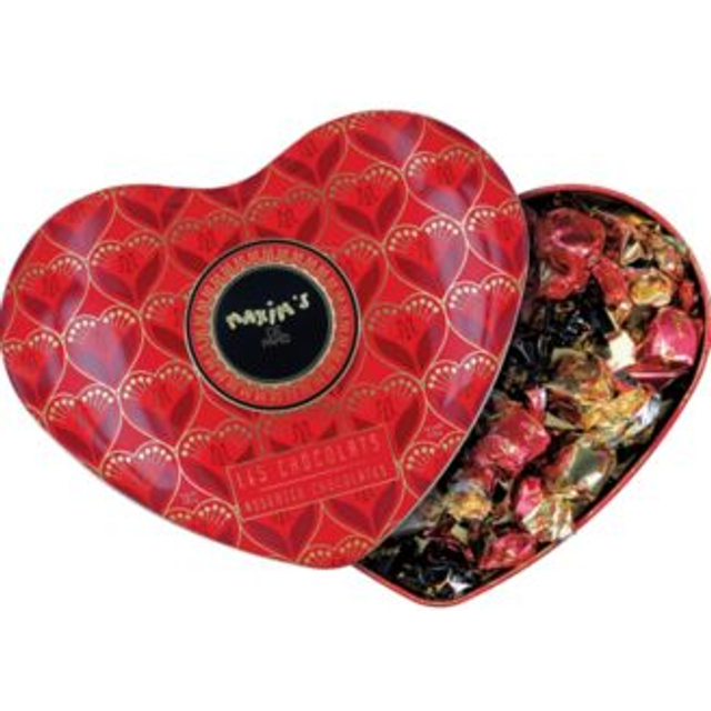 Maxim's Heart-Shape Assorted Dark & Milk Chocolates Tin 180g