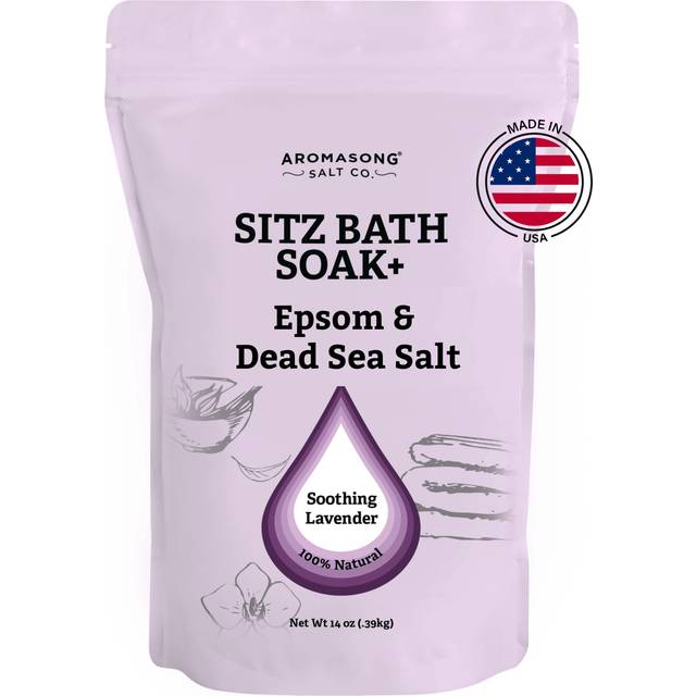 Aromasong Dead Sea Sitz Bath Postpartum Soak - Made in The USA with Dead Sea Salt & Epsom Salts - Soothing and Calming Ingredients Including Lavender