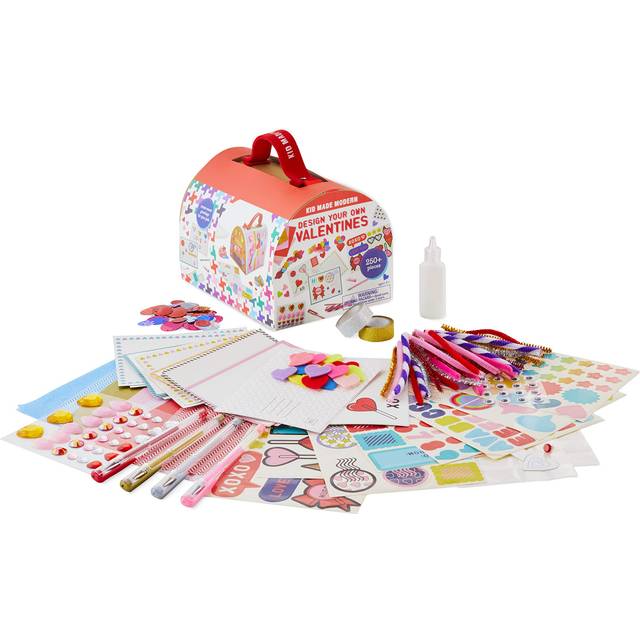 Kid Made Modern Valentine's Day DIY Craft Kit for Kids - (250+ Pcs) Bulk Mailbox & Card Making Creative Arts and Craft Activity Set with Kids Art Supp