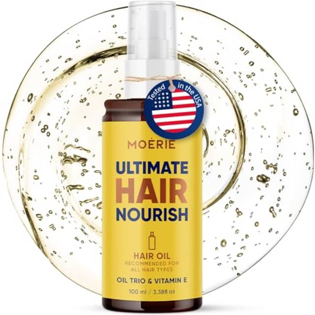 Moerie Ultimate Hair Oil for frizzy  dry and damaged Hair - Deeply Nourishing Rejuvenation - Hair Oil for Ends and Mids - With Vitamin E  Jojoba & Hem