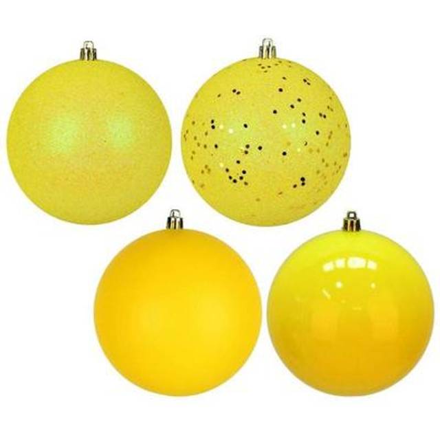 Vickerman N596078A 2.4 in. Assortment 4 Finish Ball Ornament, Yellow - 60 Per Box