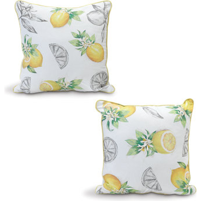 Gerson 2525320EC 16 in. Fresh & Vibrant Fabric Lemon Pillows, Multi Color
