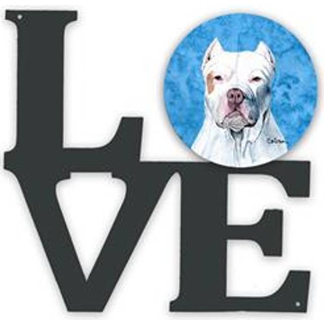 """""Caroline's Treasures Blue Pit Bull Metal Artwork Love wall-decor  Multicolor"""""
