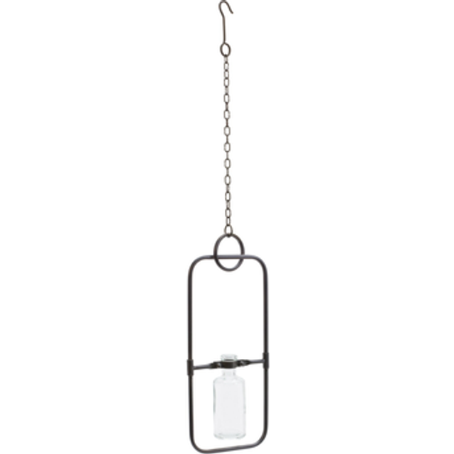 Melrose 88608DS 28 in. Iron & Glass Hanging Bottle Vase, Black - Set of 2