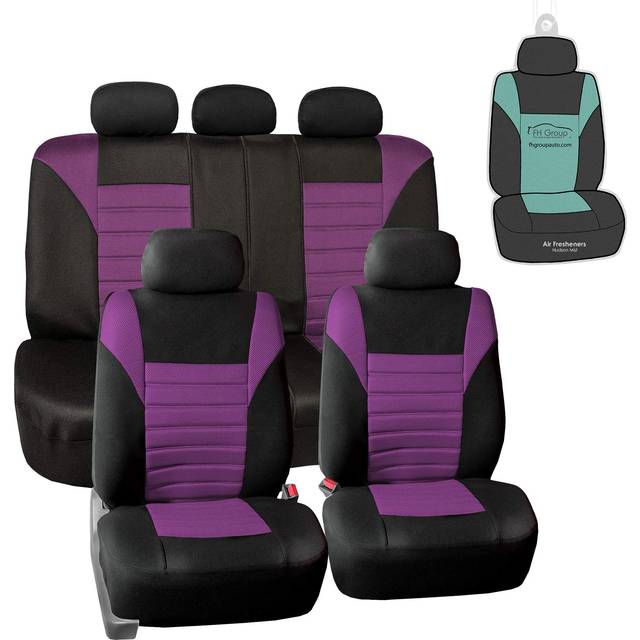 FH Group Automotive Car Seat Covers Full Set Premium 3D Air Mesh Purple and Black Seat Covers  Airbag Compatible and Split Bench Cover Universal Fit I