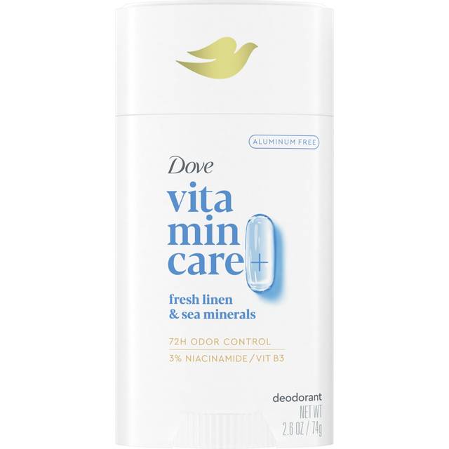 Dove VitaminCare+ Deodorant Stick Fresh Linen & Sea Mineral Aluminum Free 2.6 oz
