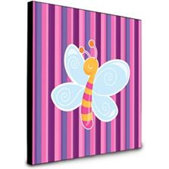 Caroline's Treasures Dragonfly in Pink Stripes Artwork Panel wall-decor  Multicolor