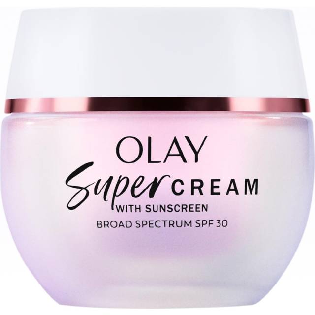 Olay Super Cream with Sunscreen SPF 30  1.7 oz  Ultra Lightweight Face Moisturizer - Vitamin C & E  Hyaluronic Acid  Niacinamide  Collagen Peptid