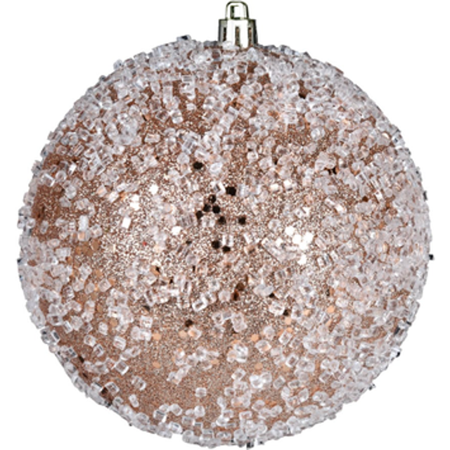 Vickerman N190380D 6 in. Glitter Hail Ball Ornament, Cafe Latte - 4 per Bag