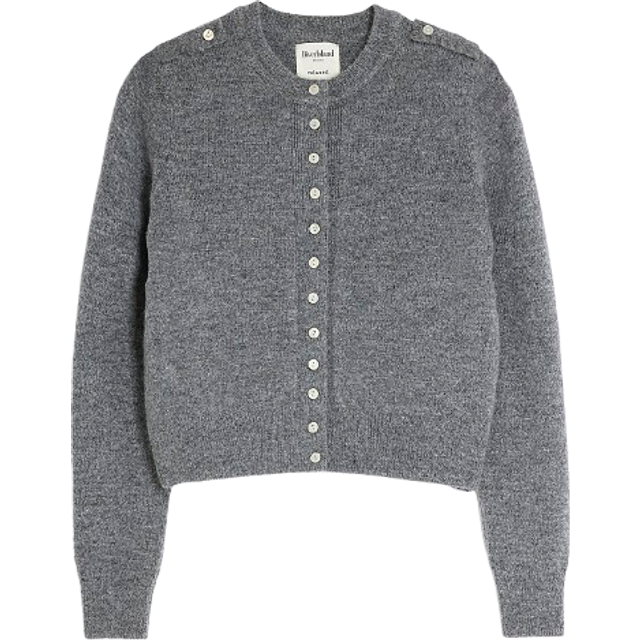 River Island Womens Grey Knit Button Up Epaulette Cardigan - S