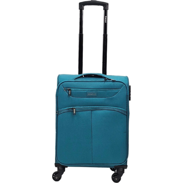 Infinity läder lätt kabinväska 55 x 40 x 20 cm mjukt skal bagage resa lämplig för Easyjet, Ryanair, Jet 2 betalt handbagage, Blågrön, Cabin 20", Handbagage