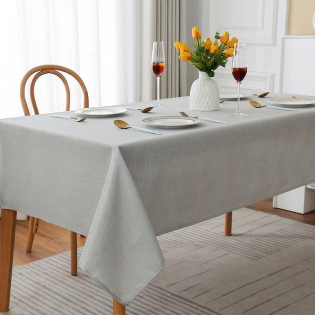 Home Decorative Glitter Rectangular Round Tablecloth Washable Table Cover - Grey (70&#34; L x 52&#34; W)