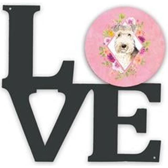 """""Caroline's Treasures Lakeland Terrier Pink Flowers Metal Artwork Love wall-decor  Multicolor"""""