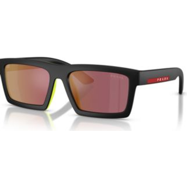 Prada Linea Rossa Man PS A07S  1BO10A Sunglasses Injected Black Grey Squared Normal Mirror