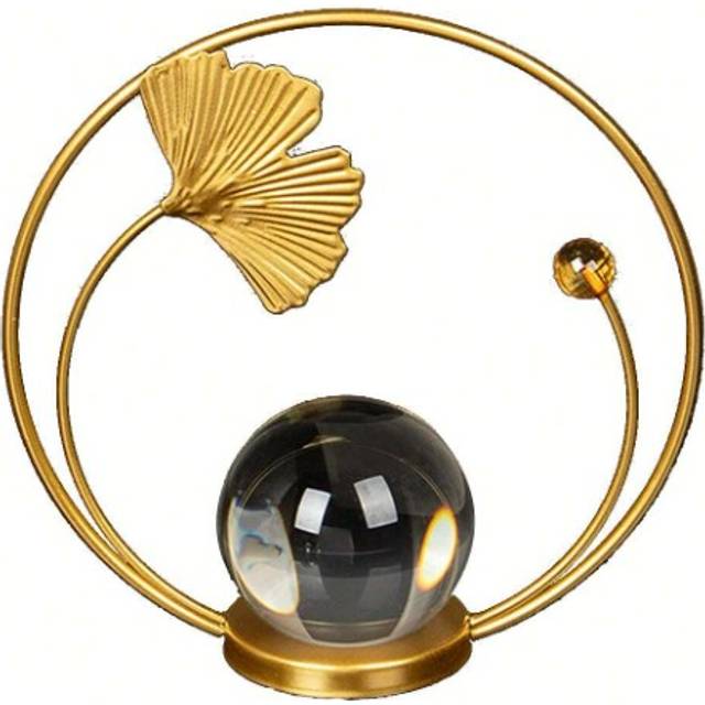 SHEIN 1pc European-Style Luxury Crystal Ball Metal Tortoise Shell Leaves Ornaments Best Gifts Birthday Graduation