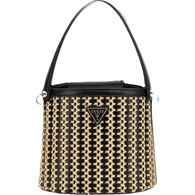 Guess Atalia Raffia Mini Bucket Bag - Black - T/U