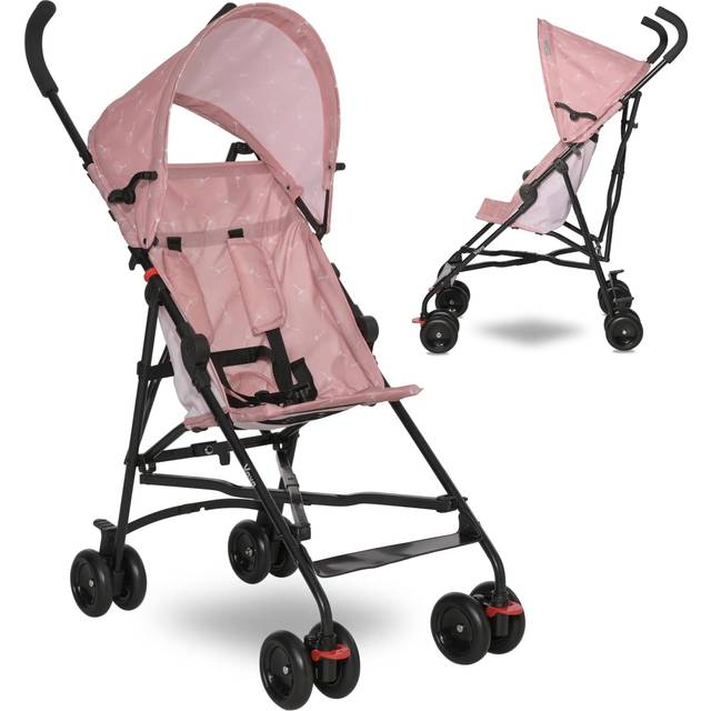 Lorelli Ultralätt barnvagn, Vaya – endast 4,7 kg – kompakt sportstol upp till 15 kg, sittvagn med 5-punktsbälte, vikbart överdrag och ergonomiska handtag, vikbar resebarnvagn, rosa