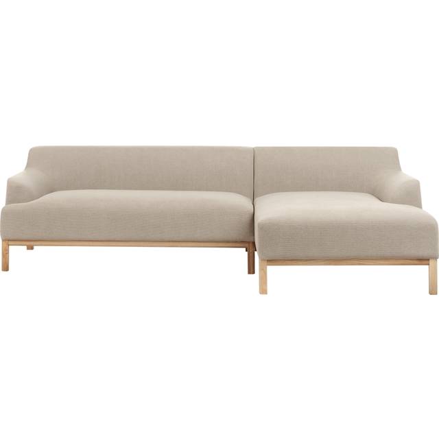Stylish Left Hand Corner Sofa Polyester Fabric Wooden Legs Living Room Taupe Sosjo