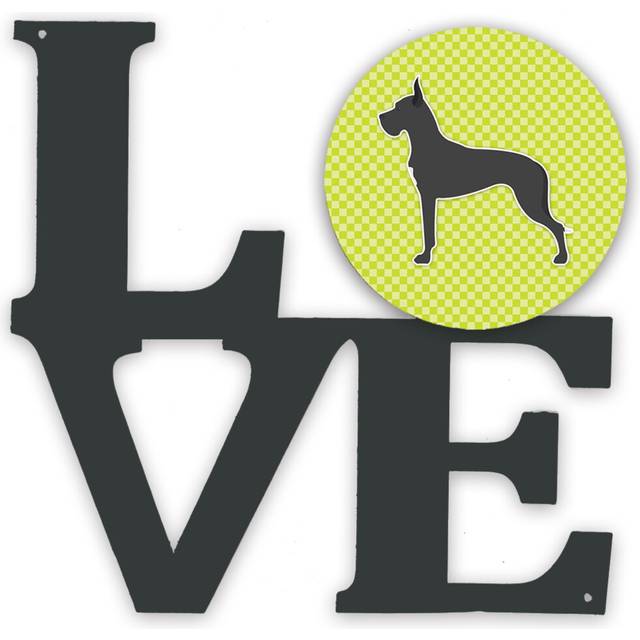 """""Caroline's Treasures Dane Checkerboard Green Metal Artwork Love wall-decor  Multicolor"""""