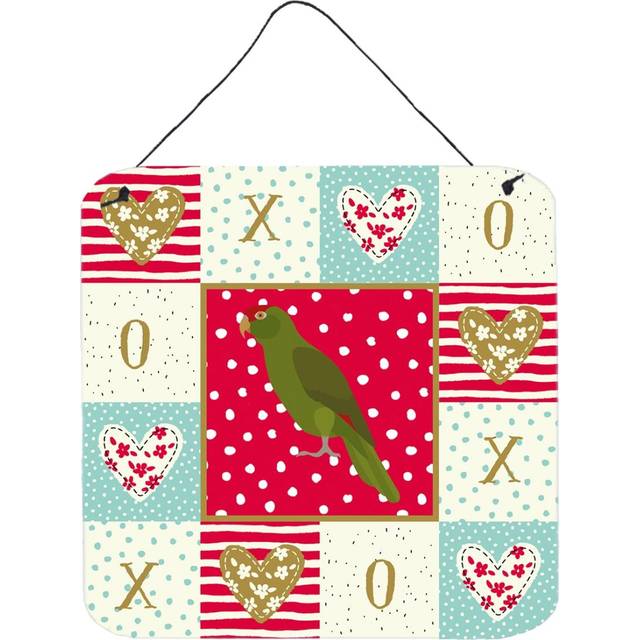 Caroline's Treasures CK5519DS66 Amazon Parrot Love Wall or Door Hanging Prints, Red Aluminum Metal Sign Kitchen Wall Bar Bathroom Plaque Home Decor, 6