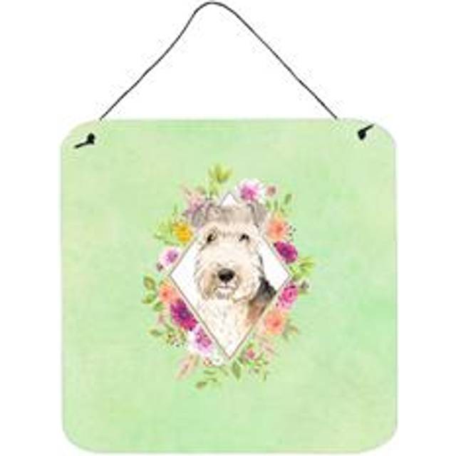 """""Caroline's Treasures Lakeland Terrier Green Flowers Door Hanging Prints wall-decor  Multicolor"""""