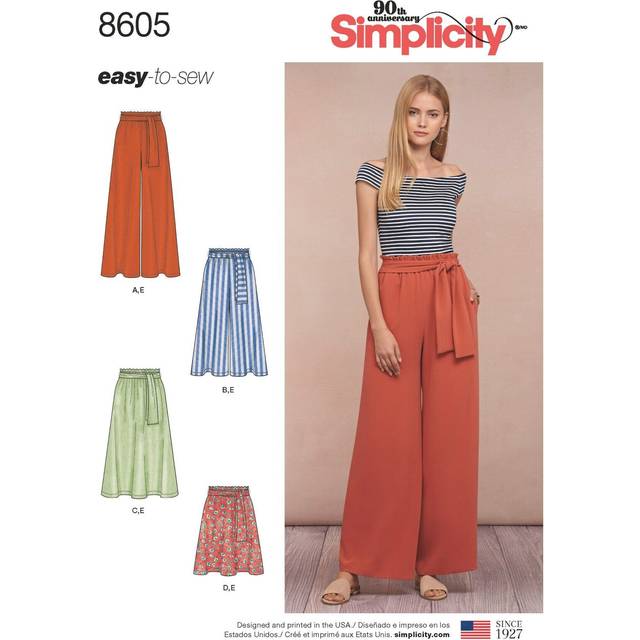 Simplicity Sewing Pattern 8605 Women A (XS-S-M-L-XL) Trousers, Skirts